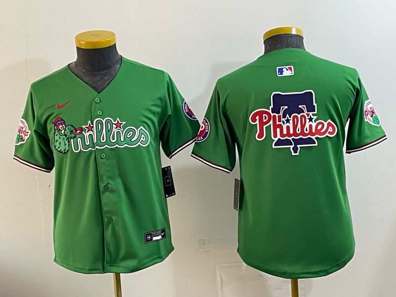 Youth 2026 Philadelphia Phillies Blank Green Game Nike MLB Jersey style 04->youth mlb jersey->Youth Jersey